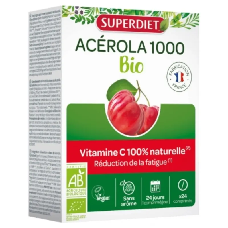 SuperDiet Acérola 1000 Bio Goût Naturel 24 Comprimés SuperDiet Acérola 1000 Bio Goût Naturel 24 Comprimés