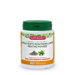 SuperDiet Argile Verte Menthe Poivrée 250 comprimés