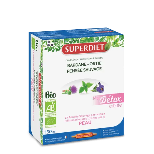 SuperDiet Bio Ma Détox Ciblée Peau Ampoules 10X15ml SuperDiet Bio Ma Détox Ciblée Peau Ampoules 10X15ml