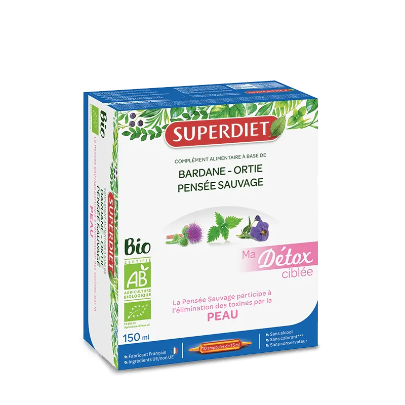 SuperDiet Bio Ma Détox Ciblée Peau Ampoules 10X15ml SuperDiet Bio Ma Détox Ciblée Peau Ampoules 10X15ml