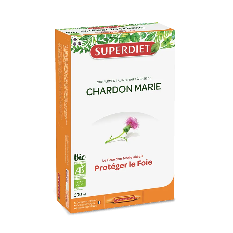 SuperDiet Chardon Marie Bio 20 Ampoules 15ml SuperDiet Chardon Marie Bio 20 Ampoules 15ml