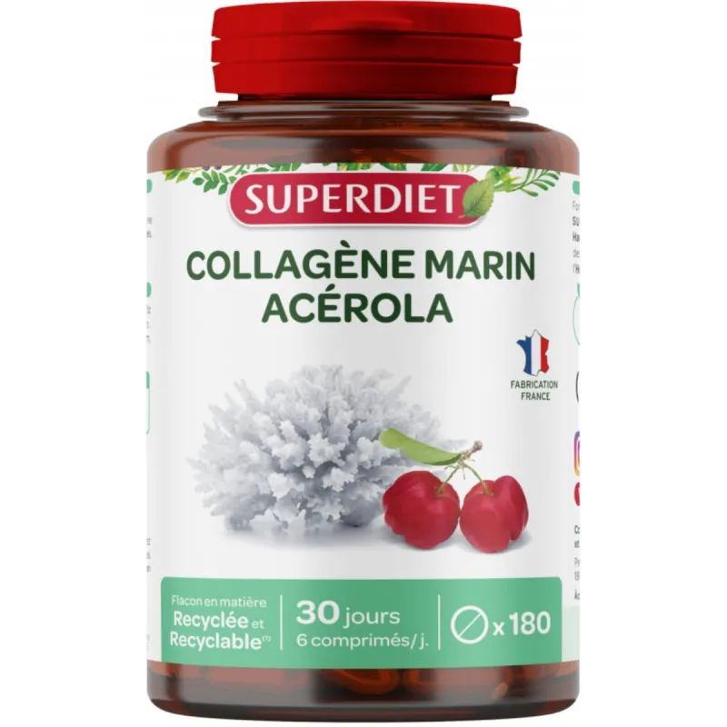 SuperDiet Collagène Marin Acérola 180 comprimés SuperDiet Collagène Marin Acérola 180 comprimés