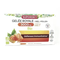 SuperDiet Gelée Royale 3000mg Bio 20 Ampoules de 15ml