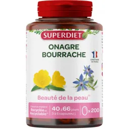 SuperDiet Huiles d'Onagre et de Bourrache 200 capsules