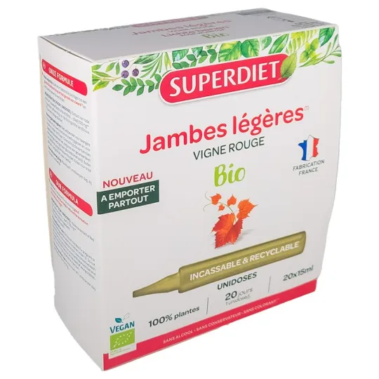 SuperDiet Jambes Légères Bio Vegan 20 Unidoses de 15ml SuperDiet Jambes Légères Bio Vegan 20 Unidoses de 15ml