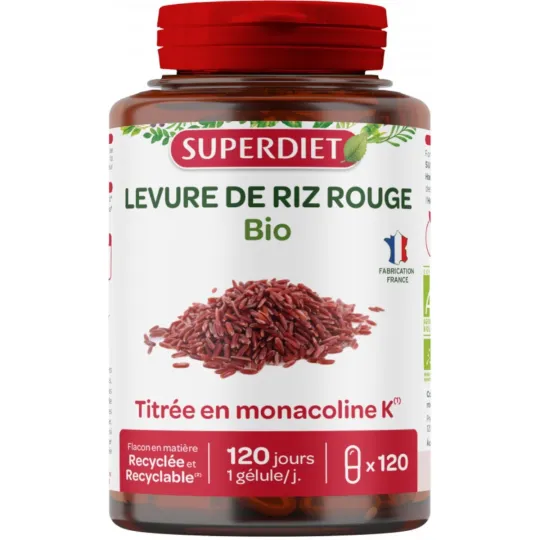 SuperDiet Levure de Riz Rouge Bio Vegan 120 Gélules SuperDiet Levure de Riz Rouge Bio Vegan 120 Gélules