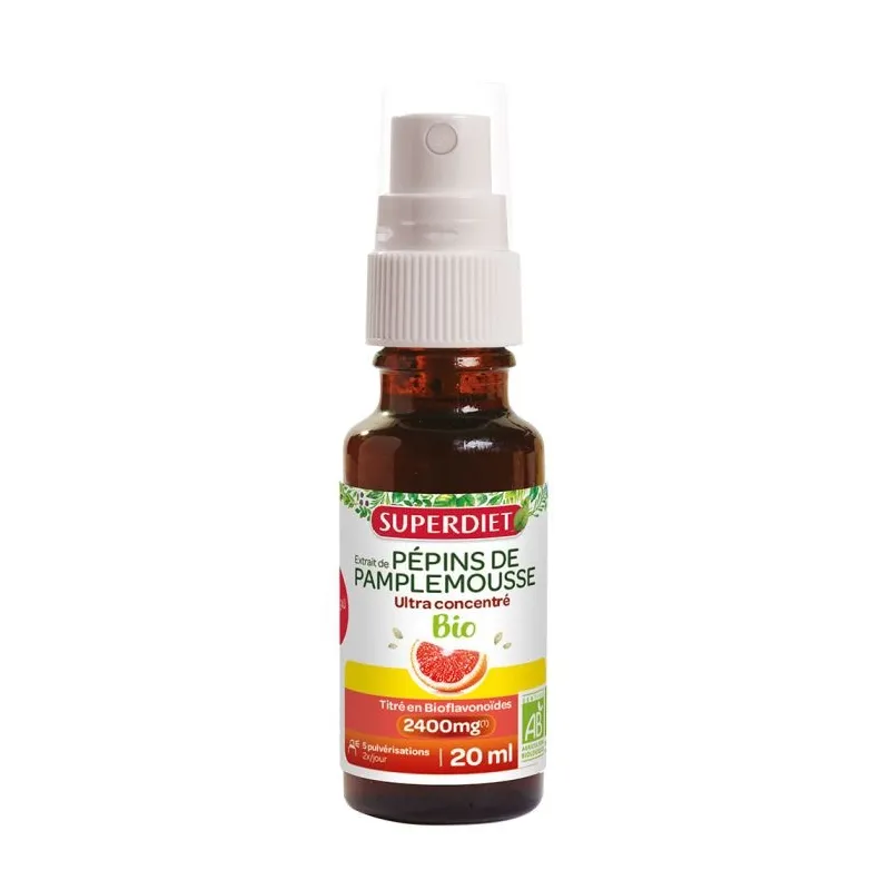 SuperDiet Pépins de Pamplemousse Ultra Concentré 2400mg Bioflavonoïdes Bio Vegan 20ml SuperDiet Pépins de Pamplemousse Ultra Concentré 2400mg Bioflavonoïdes Bio Vegan 20ml