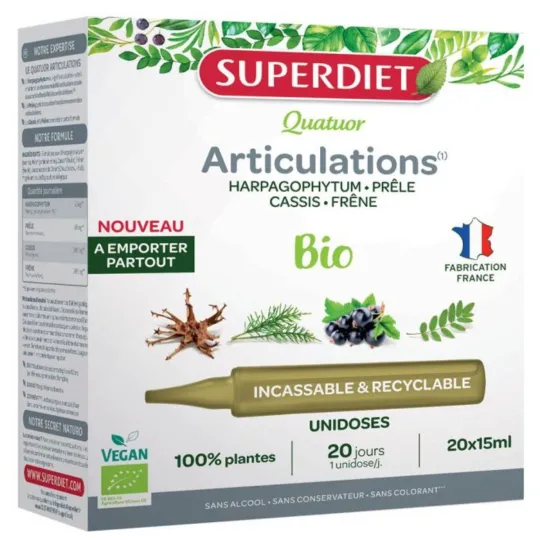 Superdiet Quatuor Articulations Bio 20 Ampoules de 15ml Superdiet Quatuor Articulations Bio 20 Ampoules de 15ml