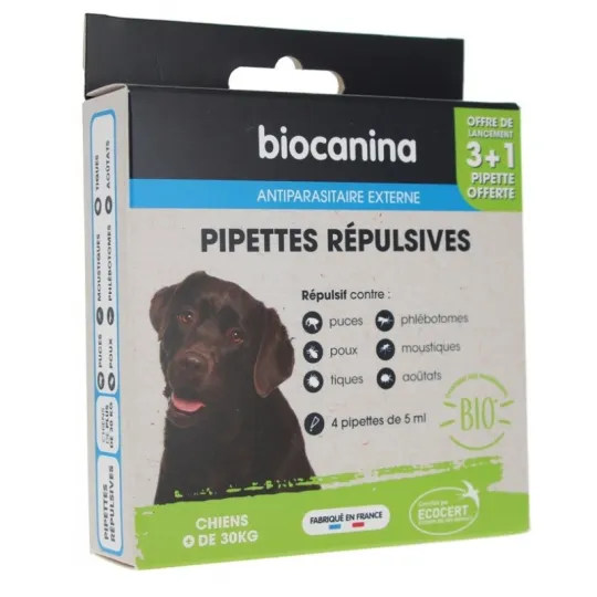 Biocanina Pipettes Répulsives 3+1Offerte Chiens +30kg Biocanina Pipettes Répulsives 3+1Offerte Chiens +30kg