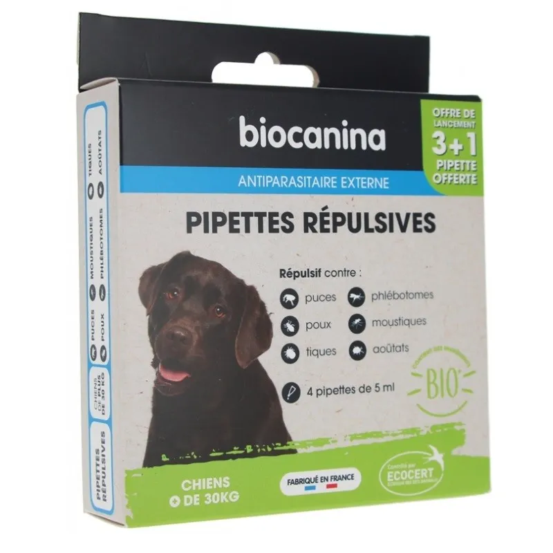 Biocanina Pipettes Répulsives 3+1Offerte Chiens +30kg Biocanina Pipettes Répulsives 3+1Offerte Chiens +30kg