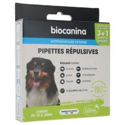 Biocanina Pipettes Répulsives 3+1Offerte Chiens 15 à 30KG