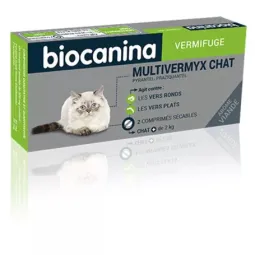 Biocanina Vermifuge Multivermyx Chat 2 comprimés Arôme Viande