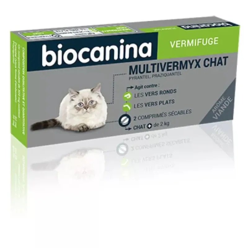 Biocanina Vermifuge Multivermyx Chat 2 comprimés Arôme Viande Biocanina Vermifuge Multivermyx Chat 2 comprimés Arôme Viande