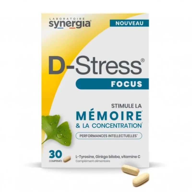 Synergia D-Stress Focus Mémoire & Concentration 30 comprimés Synergia D-Stress Focus Mémoire & Concentration 30 comprimés