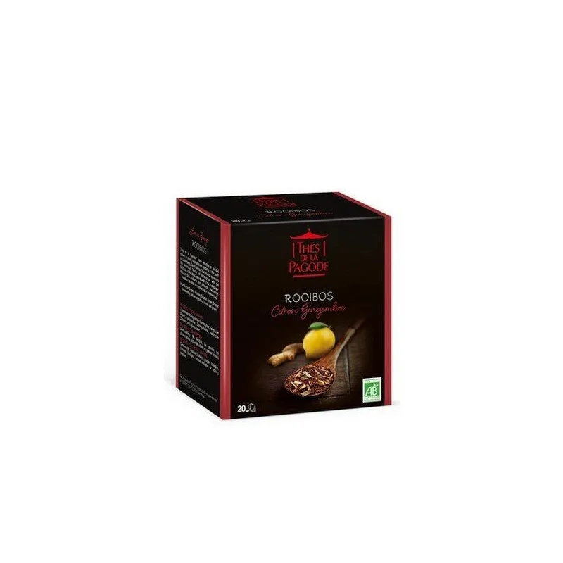 Thés de la Pagode Rooibos Citron Gingembre Bio 20 sachets