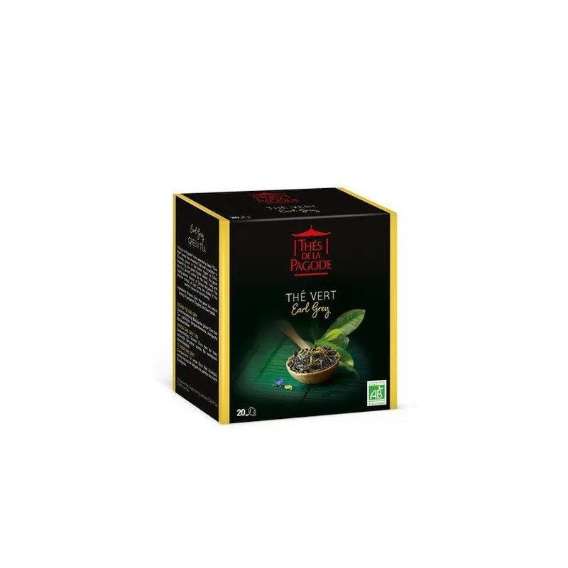Thés de la Pagode Thé Vert Earl Grey Bio 20 Infusettes Thés de la Pagode Thé Vert Earl Grey Bio 20 Infusettes