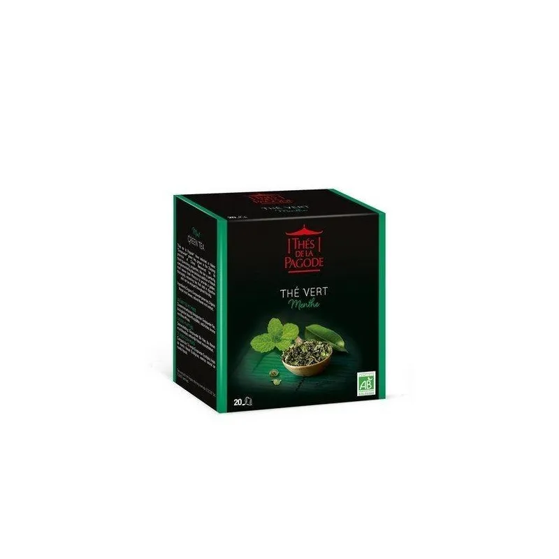 Thés de la Pagodes Thé Vert à la Menthe Bio 20 Sachets