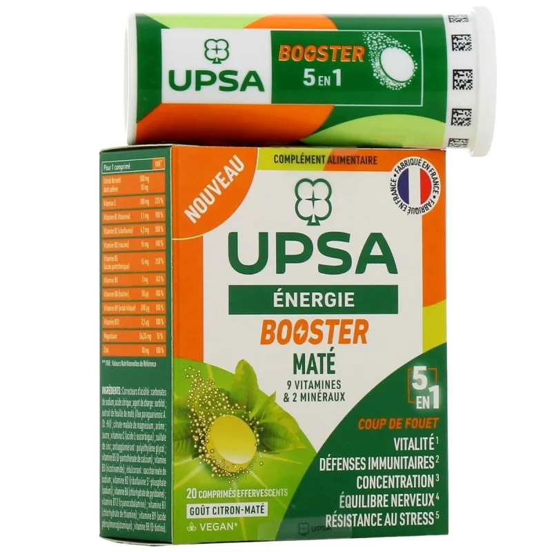 Upsa Energie Booster 5 en 1 Maté 20 comprimés Effervescents