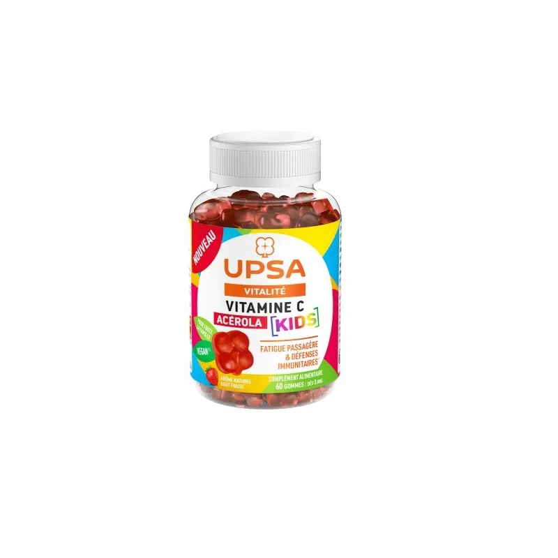 UPSA Vitalité Vitamine C Acérola Kids 60 Gommes Goût Fraise UPSA Vitalité Vitamine C Acérola Kids 60 Gommes Goût Fraise