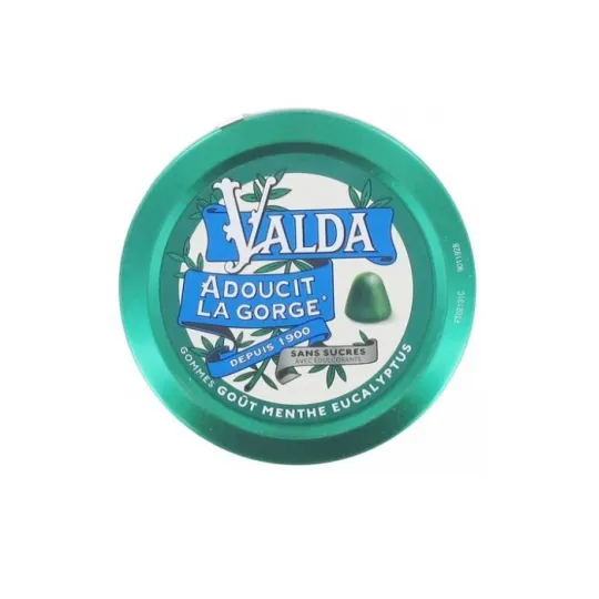 Valda Gommes Sans Sucre Menthe Eucalyptus 50g Valda Gommes Sans Sucre Menthe Eucalyptus 50g
