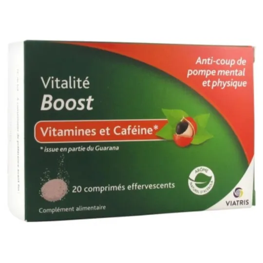 Viatris Vitalité Boost Vitamines et Caféine 20 Comprimés Effervescents Viatris Vitalité Boost Vitamines et Caféine 20 Comprimés Effervescents