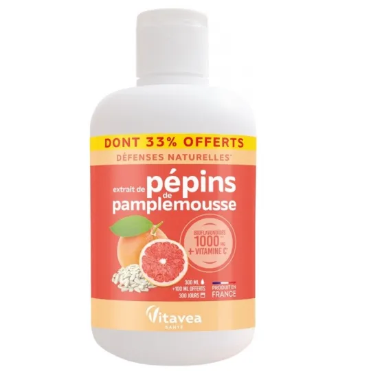 Vitavéa Extrait de Pépins de Pamplemousse 200ml +100ml OFFERTS Vitavéa Extrait de Pépins de Pamplemousse 200ml +100ml OFFERTS