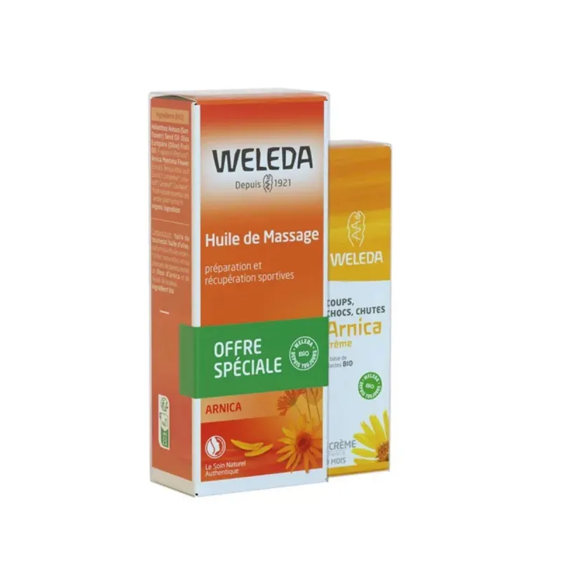 Weleda Arnica Huile de Massage 100ml+ Crème Arnica 25g Offerte