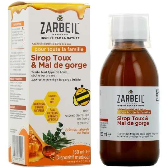 Zarbeil Sirop Toux & Mal de Gorge 150ml Zarbeil Sirop Toux & Mal de Gorge 150ml