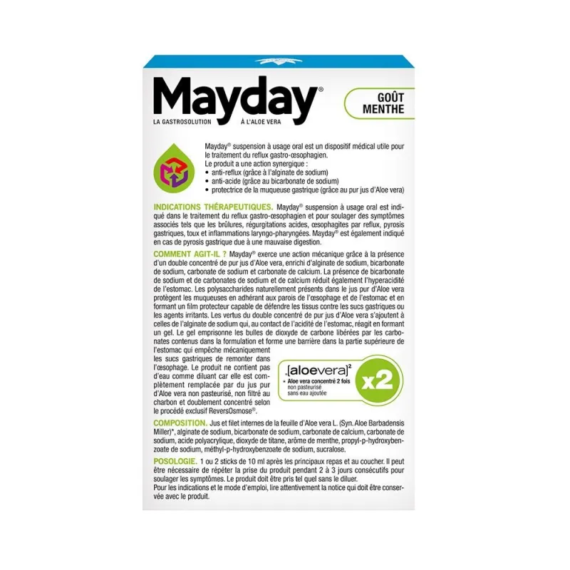Zuccari AloeVera Mayday A L'Aloe Vera Brûlures Estomac 12 Sticks Zuccari AloeVera Mayday A L'Aloe Vera Brûlures Estomac 12 Sticks