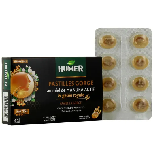 Humer 16 Pastilles Gorge Miel Manuka