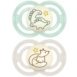 MAM Perfect 2 Sucettes Silicone Nuit Animaux 18 mois