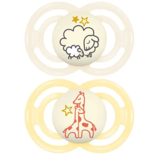 MAM Perfect 2 Sucettes Silicone Nuit Animaux 18 mois