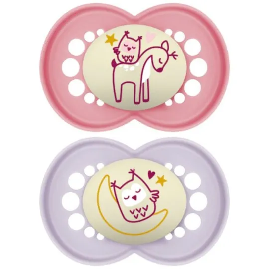 MAM Original 2 Sucettes Silicone Nuit 18 mois
