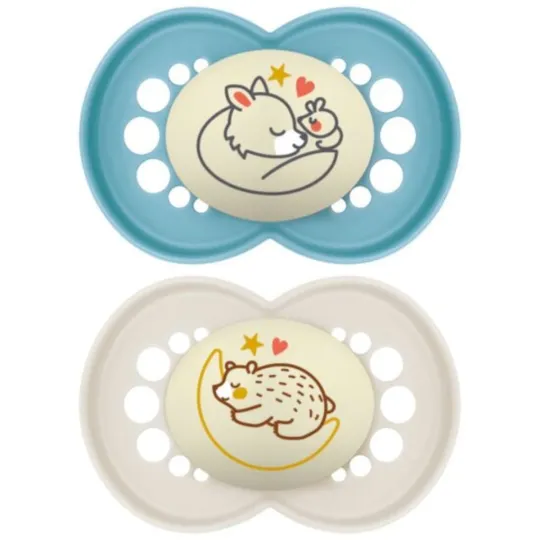 MAM Original 2 Sucettes Silicone Nuit 18 mois