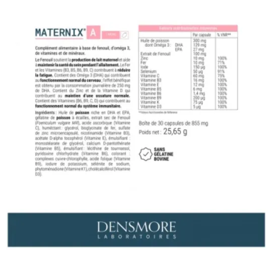 Densmore Maternix A Allaitement 30 Capsules Densmore Maternix A Allaitement 30 Capsules