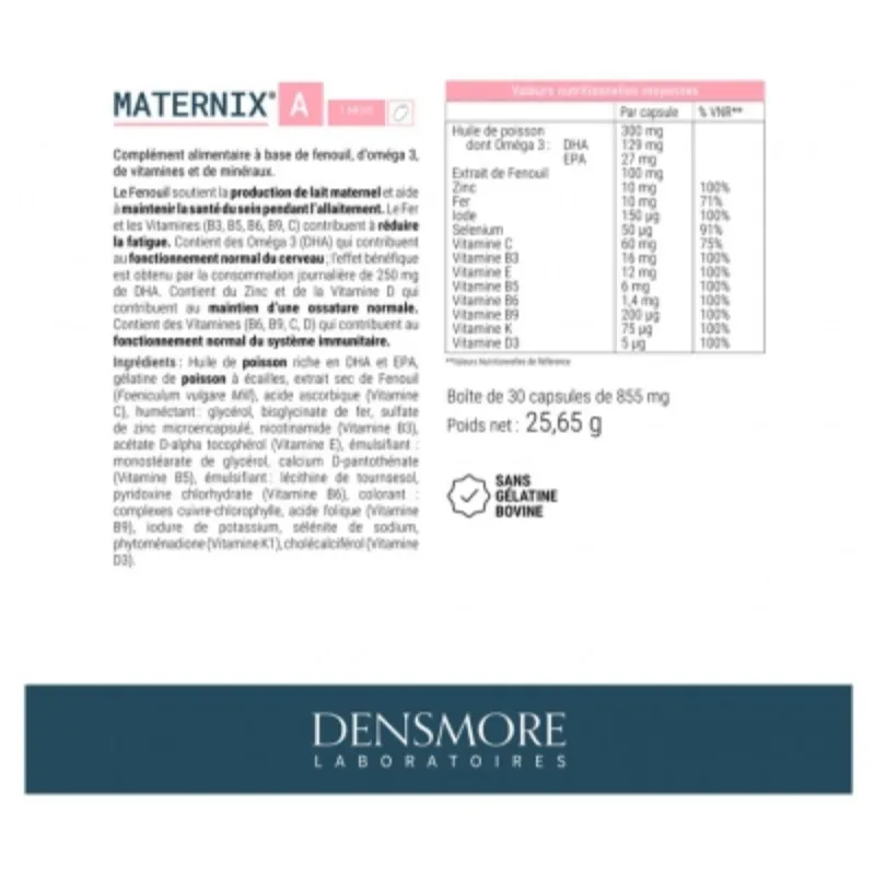 Densmore Maternix A Allaitement 30 Capsules Densmore Maternix A Allaitement 30 Capsules