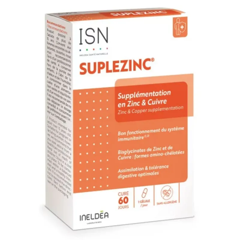 ISN Suplezinc 60 Gélules ISN Suplezinc 60 Gélules