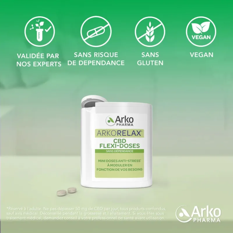 Arkopharma Arkorelax CBD Felxi-doses 60 mini comprimés