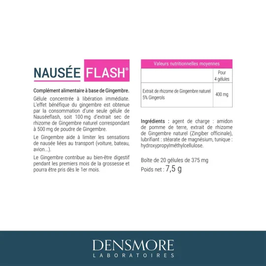 Densmore Nausée Flash Grossesse 20 gélules Densmore Nausée Flash Grossesse 20 gélules