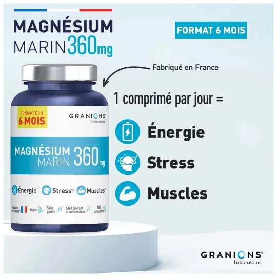 Granions Magnésium Marin 360mg 180 Comprimés Granions Magnésium Marin 360mg 180 Comprimés