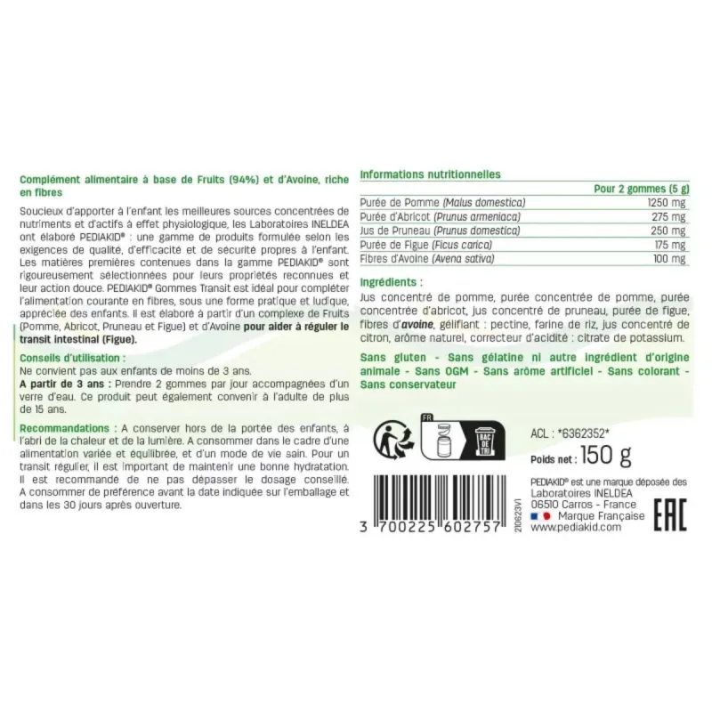 Pediakid Gommes Transit 60 gommes Pediakid Gommes Transit 60 gommes