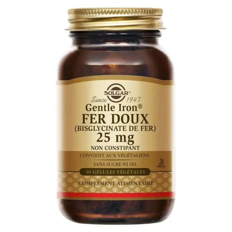 Solgar Gentle Iron Fer Doux 90 Gélules Végétales
