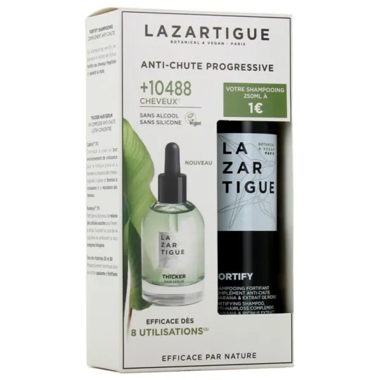Lazartigue Thicker Sérum + Shampooing 250ml à1€ Coffret Anti-chute Progressive Lazartigue Thicker Sérum + Shampooing 250ml à1€ Coffret Anti-chute Progressive