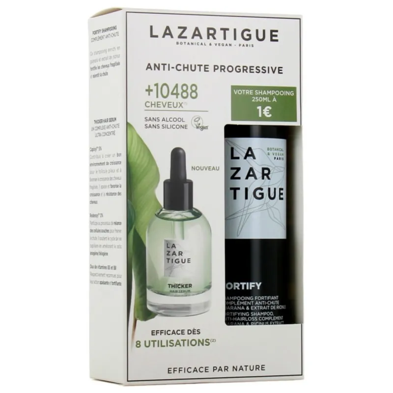 Lazartigue Thicker Sérum + Shampooing 250ml à1€ Coffret Anti-chute Progressive Lazartigue Thicker Sérum + Shampooing 250ml à1€ Coffret Anti-chute Progressive