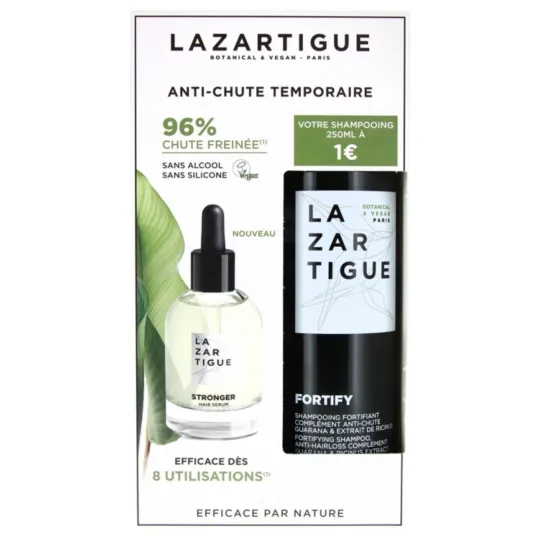Lazartigue Stronger Sérum 50ml+ Shampooing 250ml à 1€ Coffret Anti-chute Temporaire Lazartigue Stronger Sérum 50ml+ Shampooing 250ml à 1€ Coffret Anti-chute Temporaire