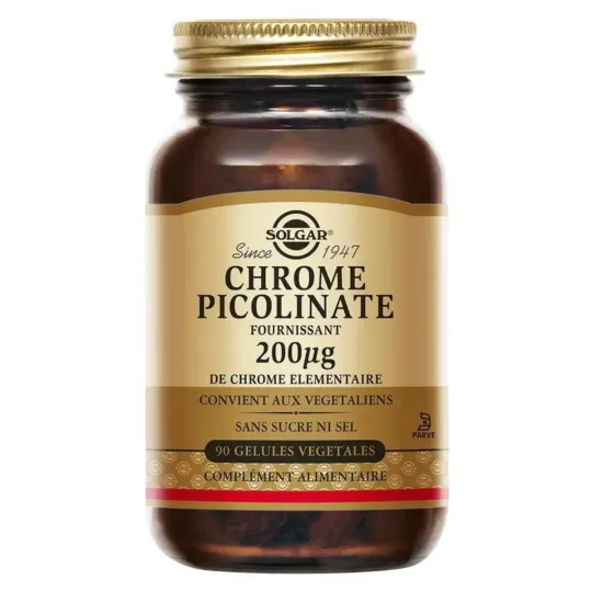 Solgar Chrome Picolinate 200 µg 90 gélules végetales Solgar Chrome Picolinate 200 µg 90 gélules végetales
