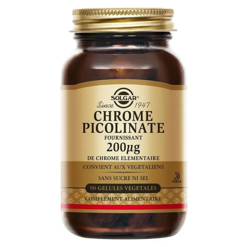 Solgar Chrome Picolinate 200 µg 90 gélules végetales Solgar Chrome Picolinate 200 µg 90 gélules végetales