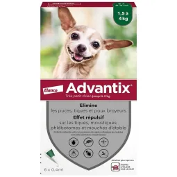 Advantix très petit chien jusqu'à 4kg 6 pipettes