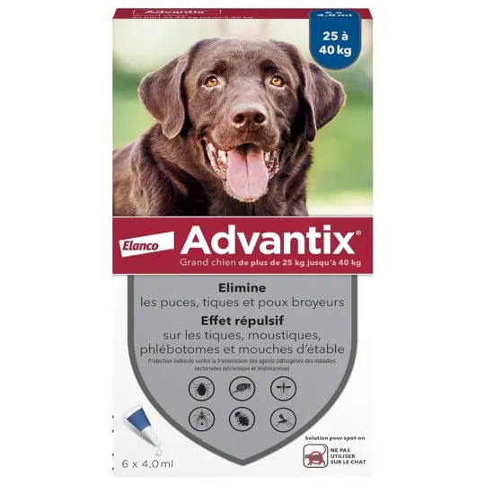 Advantix grand chien de plus de 25kg 6 pipettes Advantix grand chien de plus de 25kg 6 pipettes