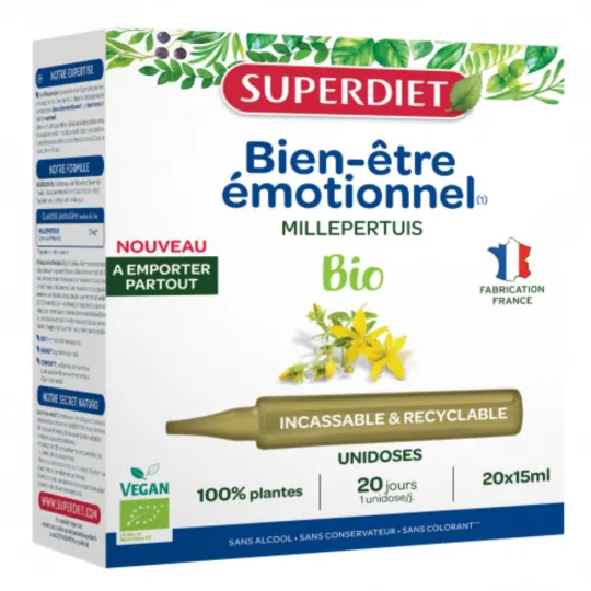SuperDiet Bien-être Emotionnel Bio Vegan 20 Ampoules de 15ml SuperDiet Bien-être Emotionnel Bio Vegan 20 Ampoules de 15ml
